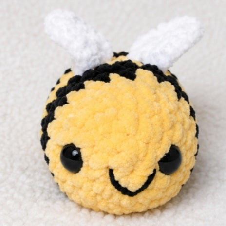 Handmade Crochet Bee Plushie โ 4" Light Yellow Bumble Bee ๐