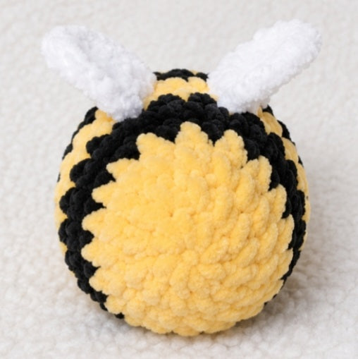 Handmade Crochet Bee Plushie โ 4" Light Yellow Bumble Bee ๐