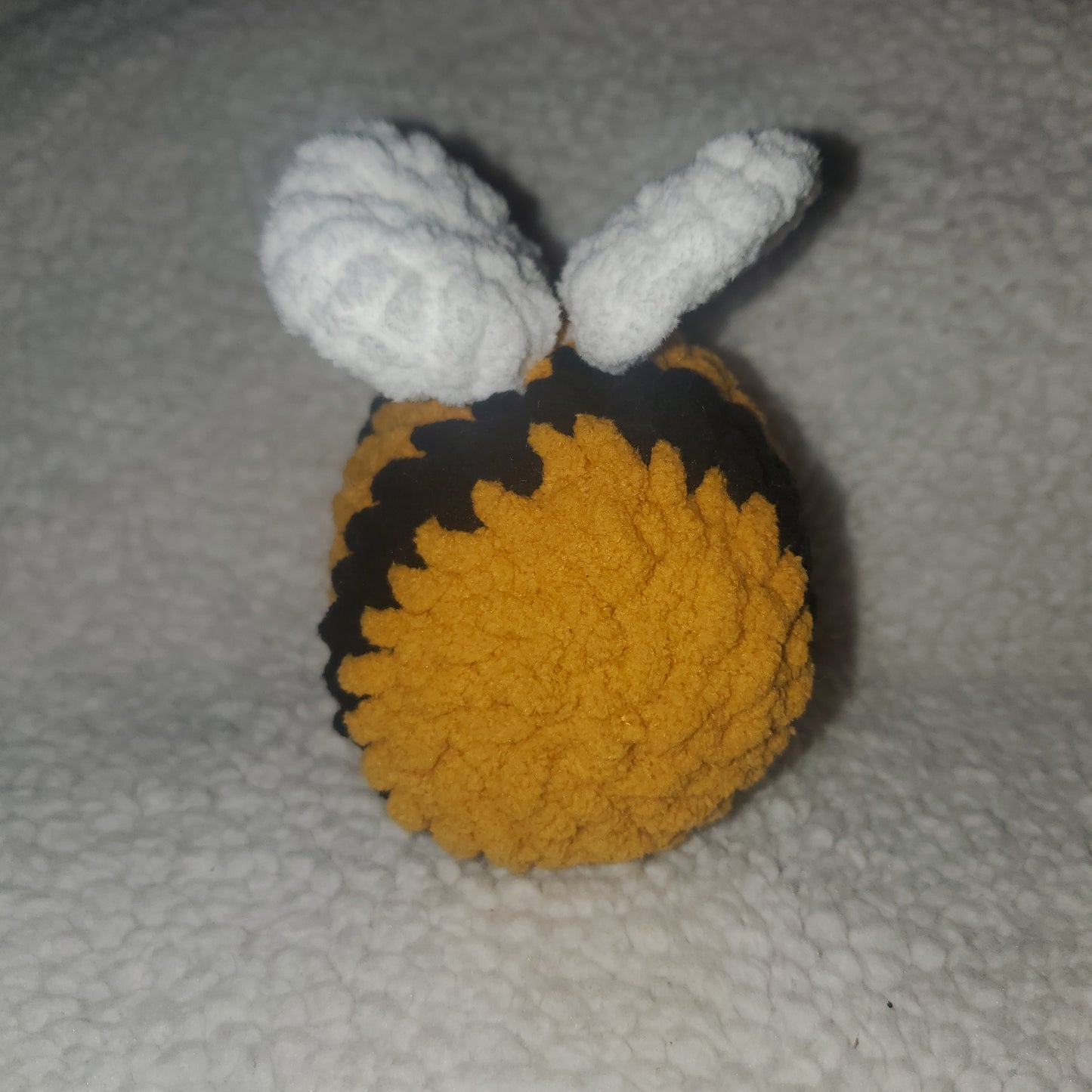 Handmade Crochet Bee Plushie โ 4" Mustard Yellow Bumble Bee ๐