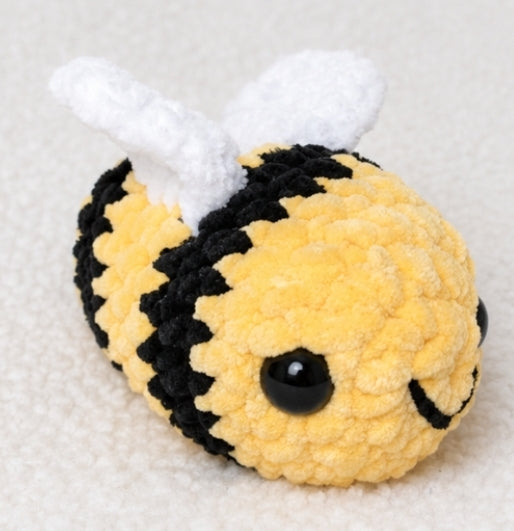 Handmade Crochet Bee Plushie – 4" Light Yellow Bumble Bee 🐝