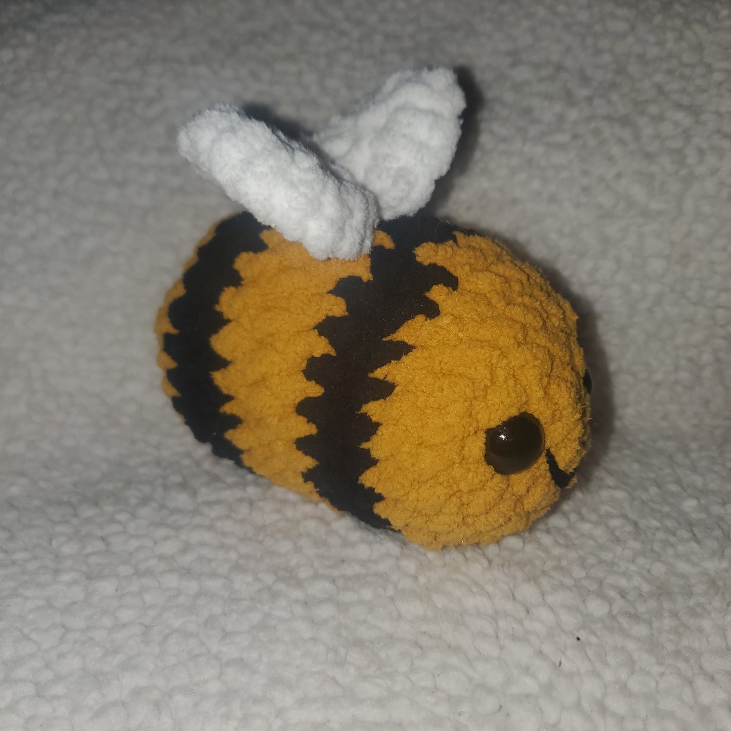 Handmade Crochet Bee Plushie – 4" Mustard Yellow Bumble Bee 🐝