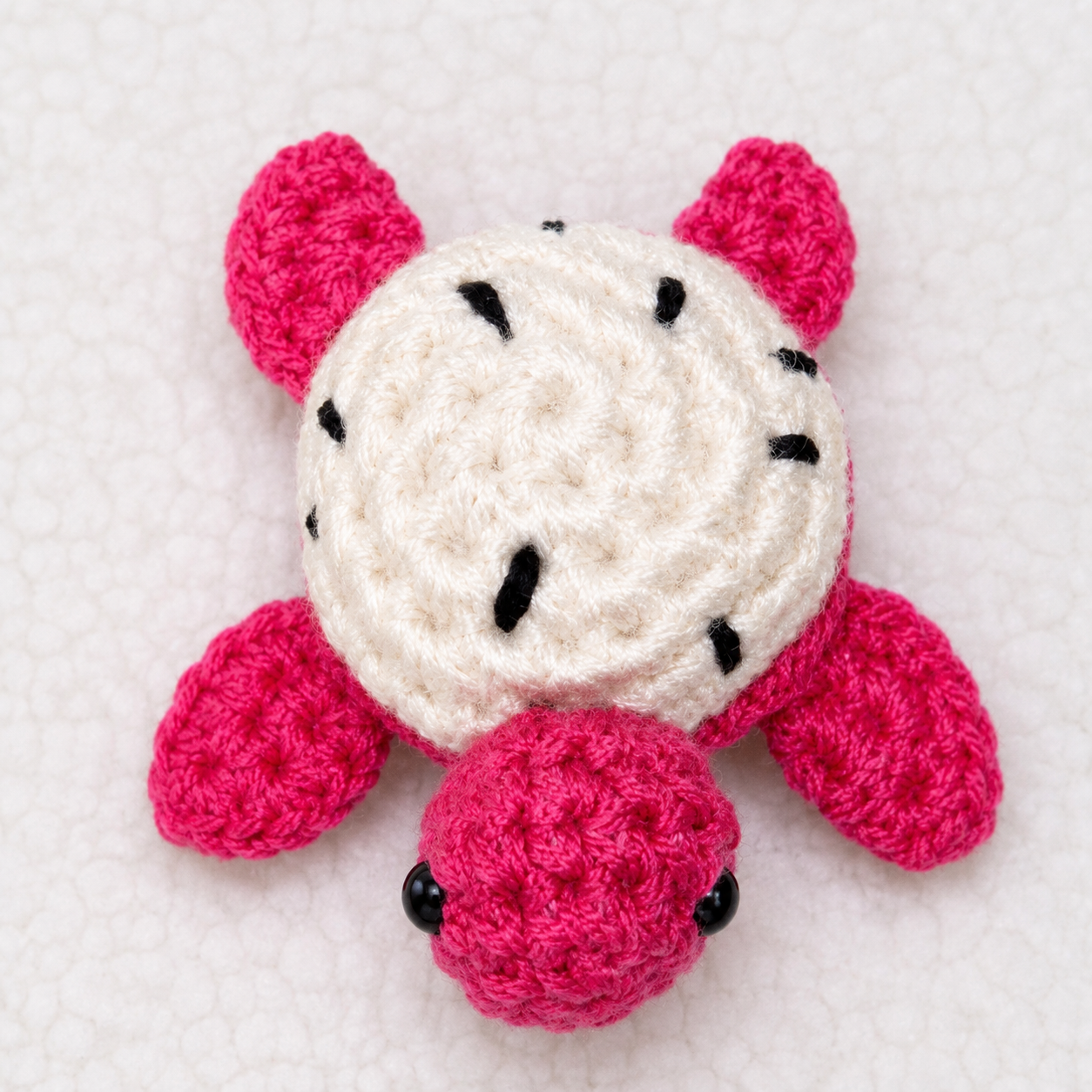 Handmade Dragon Fruit Turtle Plushie – 4" Crochet Sea Turtle 🐢