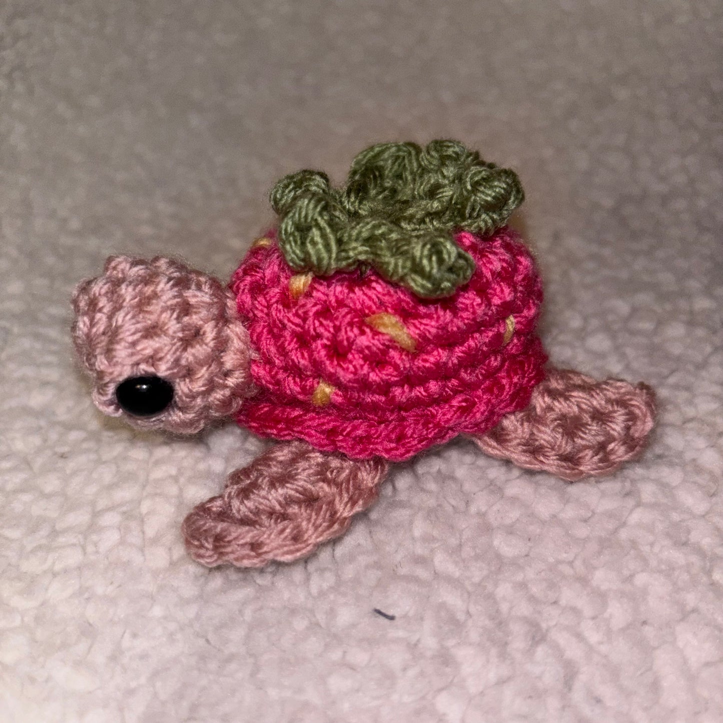 Handmade Strawberry Turtle Plushie – 4" Crochet Sea Turtle 🍓🐢