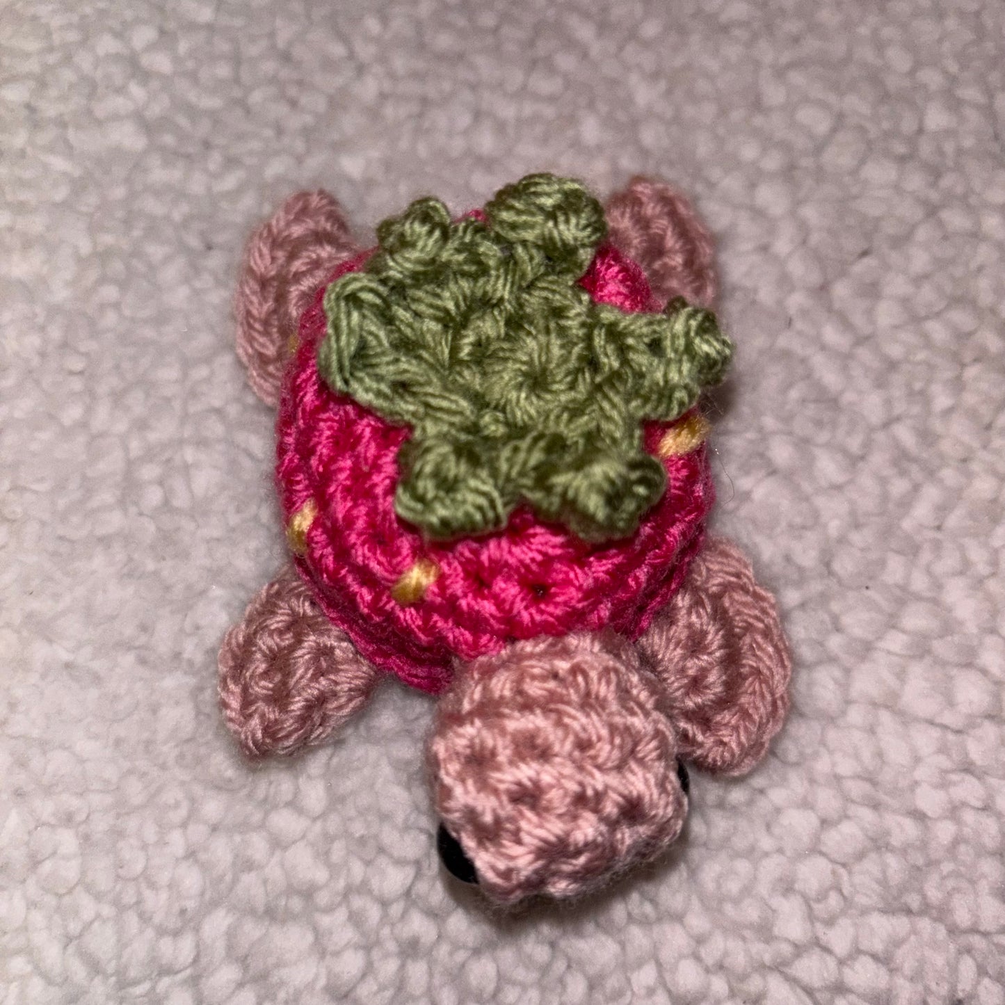 Handmade Strawberry Turtle Plushie – 4" Crochet Sea Turtle 🍓🐢
