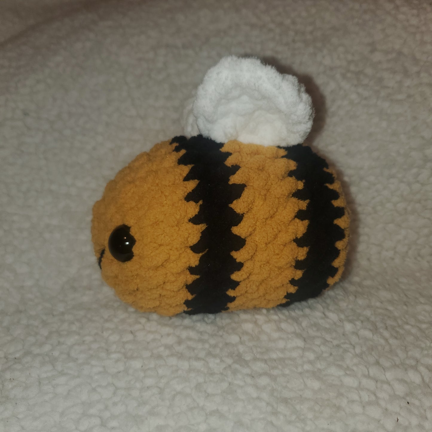 Handmade Crochet Bee Plushie – 4" Mustard Yellow Bumble Bee 🐝
