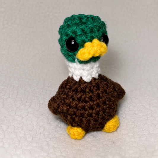 Handmade Mini Crochet Mallard Duck – 3" Plush 🦆