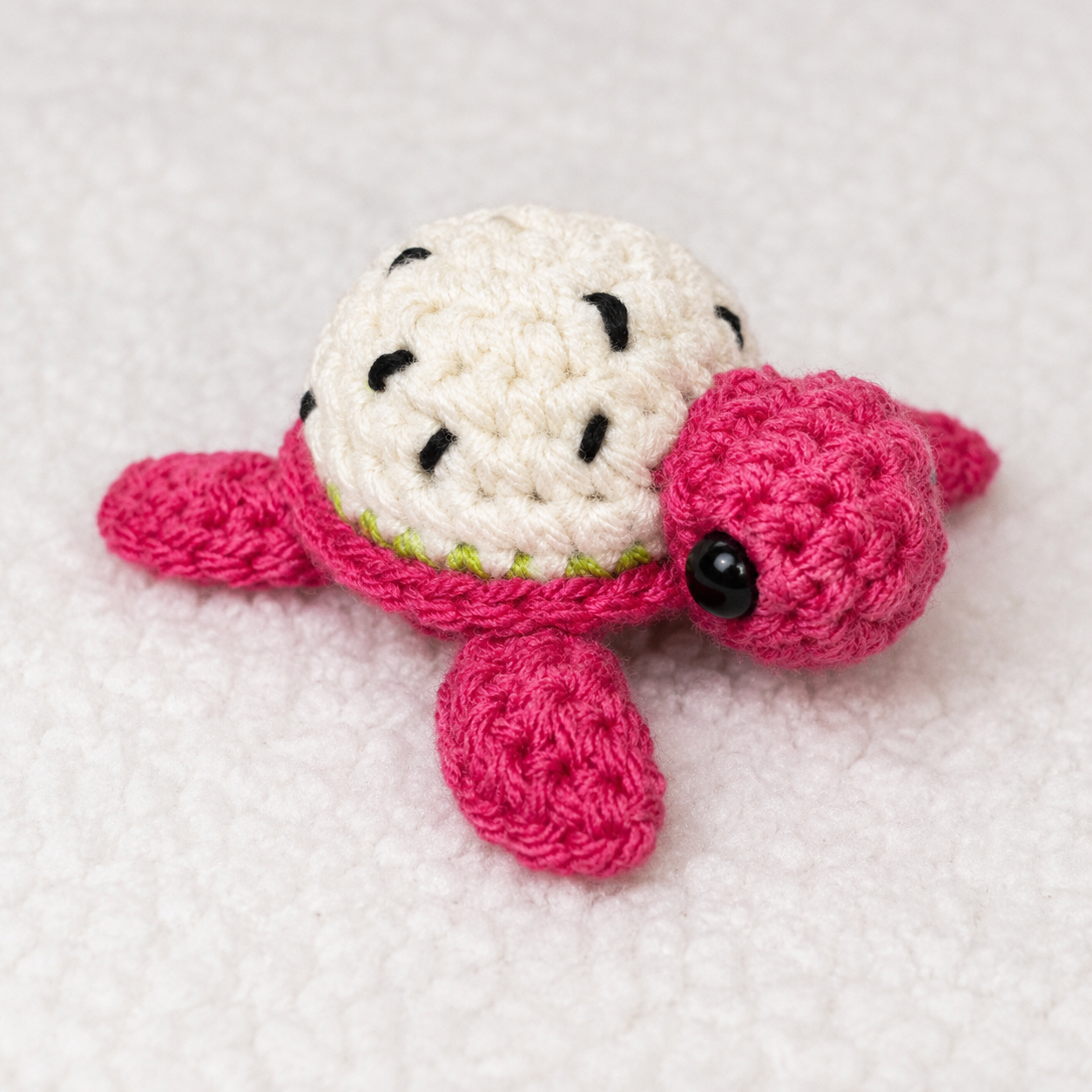 Handmade Dragon Fruit Turtle Plushie – 4" Crochet Sea Turtle 🐢