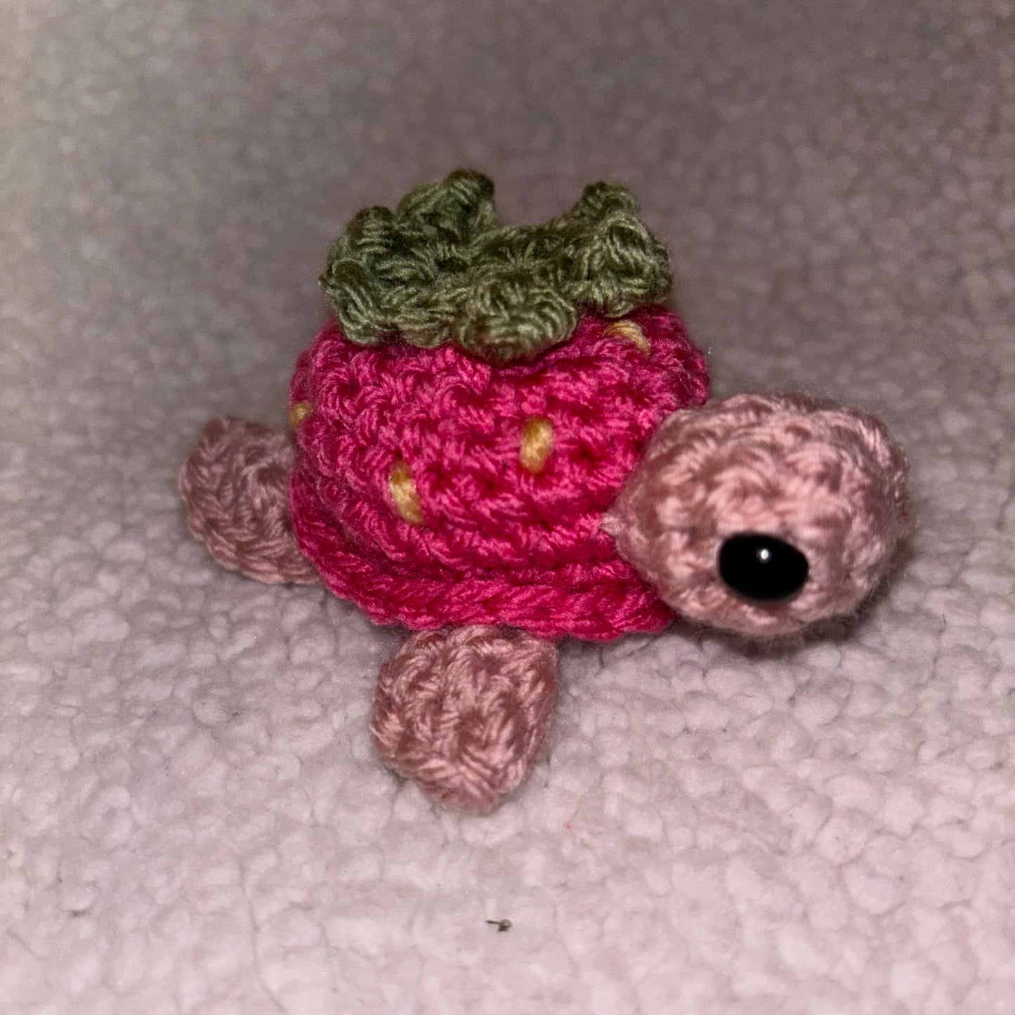 Handmade Strawberry Turtle Plushie – 4" Crochet Sea Turtle 🍓🐢